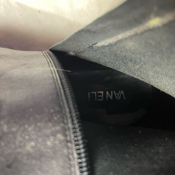 Vaneli Leather black ankle boots with side silver tone studs & side zipper SZ10 - Picture 4 of 9